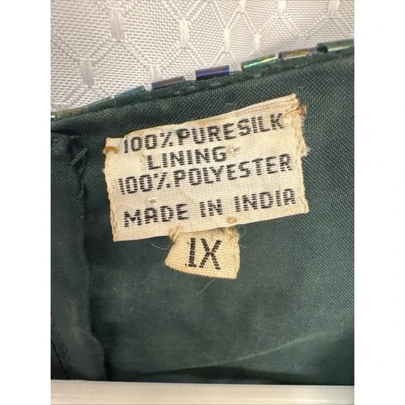 Vintage Scale Women's Dress Silk Sequins Beaded 1X India Gown Formal - Picture 3 of 9